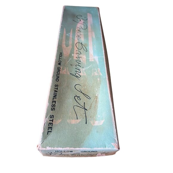 VINTAGE 3-Piece Hollow Ground Carving Set With Faux Stag Horn Handles - Picture 3 of 8